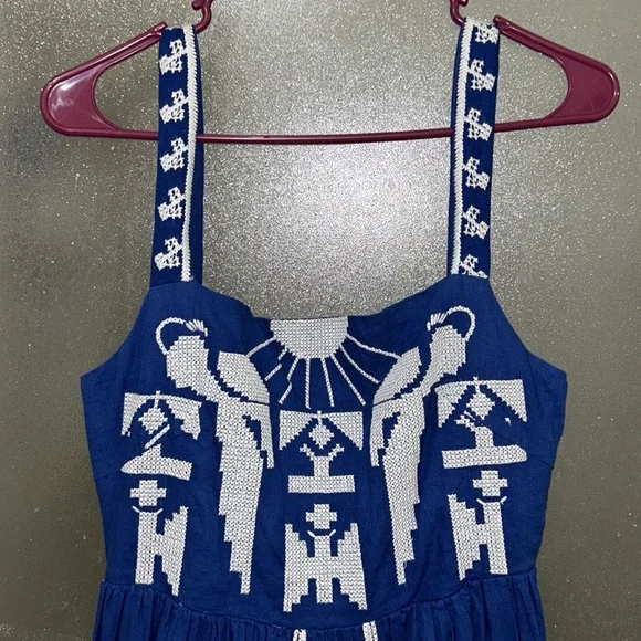 Farm Rio square neck Embroidered midi dress - Picture 2 of 16